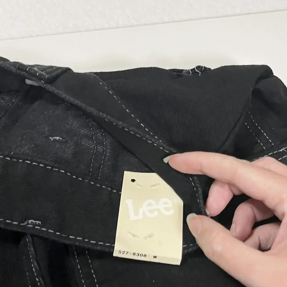 Lee Pipes Jeans Youth Medium Black Double Black Wide Leg Carpenter Y2K Skate